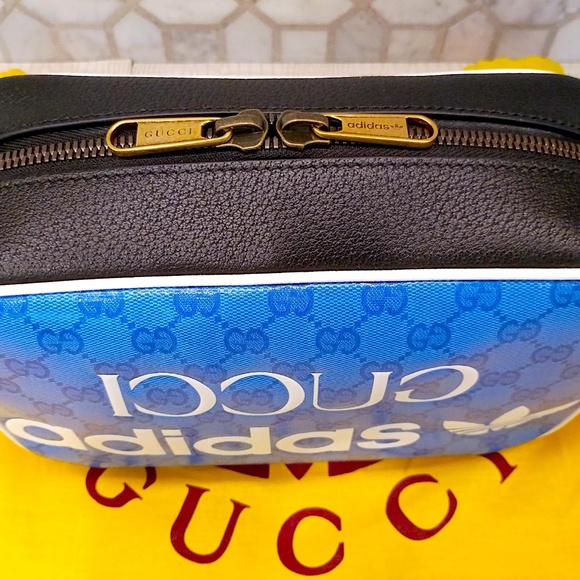 Extremely  Rare Brand New Adidas x Gucci Blue Crystal Canvas Shoulder Bag - Picture 7 of 16